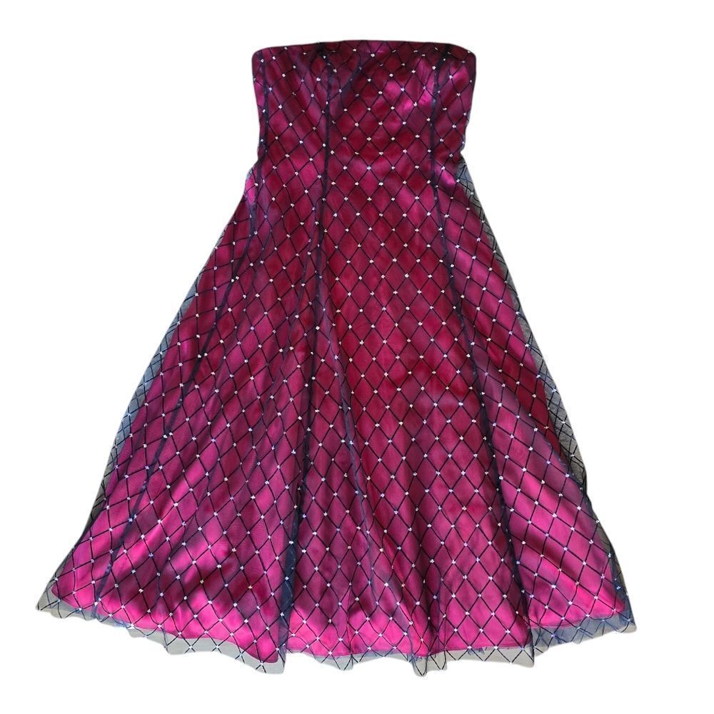 ADRIANNA PAPELL Boutique  Strapless Dress Size 10 Black‎ Red Goth Witchcore